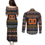 Personalized Giants Rugby Xmas Couples Matching Puletasi and Long Sleeve Button Shirt Australia AFL Mascot