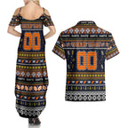 Personalized Giants Rugby Xmas Couples Matching Summer Maxi Dress and Hawaiian Shirt Australia AFL Mascot