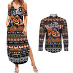 Personalized Giants Rugby Xmas Couples Matching Summer Maxi Dress and Long Sleeve Button Shirt Australia AFL Mascot