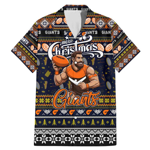 Personalized Giants Rugby Xmas Family Matching Mermaid Dress and Hawaiian Shirt Australia AFL Mascot