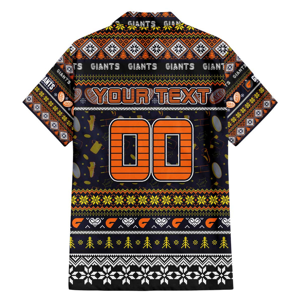 Personalized Giants Rugby Xmas Family Matching Off The Shoulder Long Sleeve Dress and Hawaiian Shirt Australia AFL Mascot