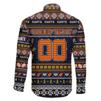 Personalized Giants Rugby Xmas Family Matching Off The Shoulder Long Sleeve Dress and Hawaiian Shirt Australia AFL Mascot