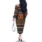 Personalized Giants Rugby Xmas Family Matching Off The Shoulder Long Sleeve Dress and Hawaiian Shirt Australia AFL Mascot