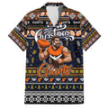 Personalized Giants Rugby Xmas Family Matching Off Shoulder Maxi Dress and Hawaiian Shirt Australia AFL Mascot