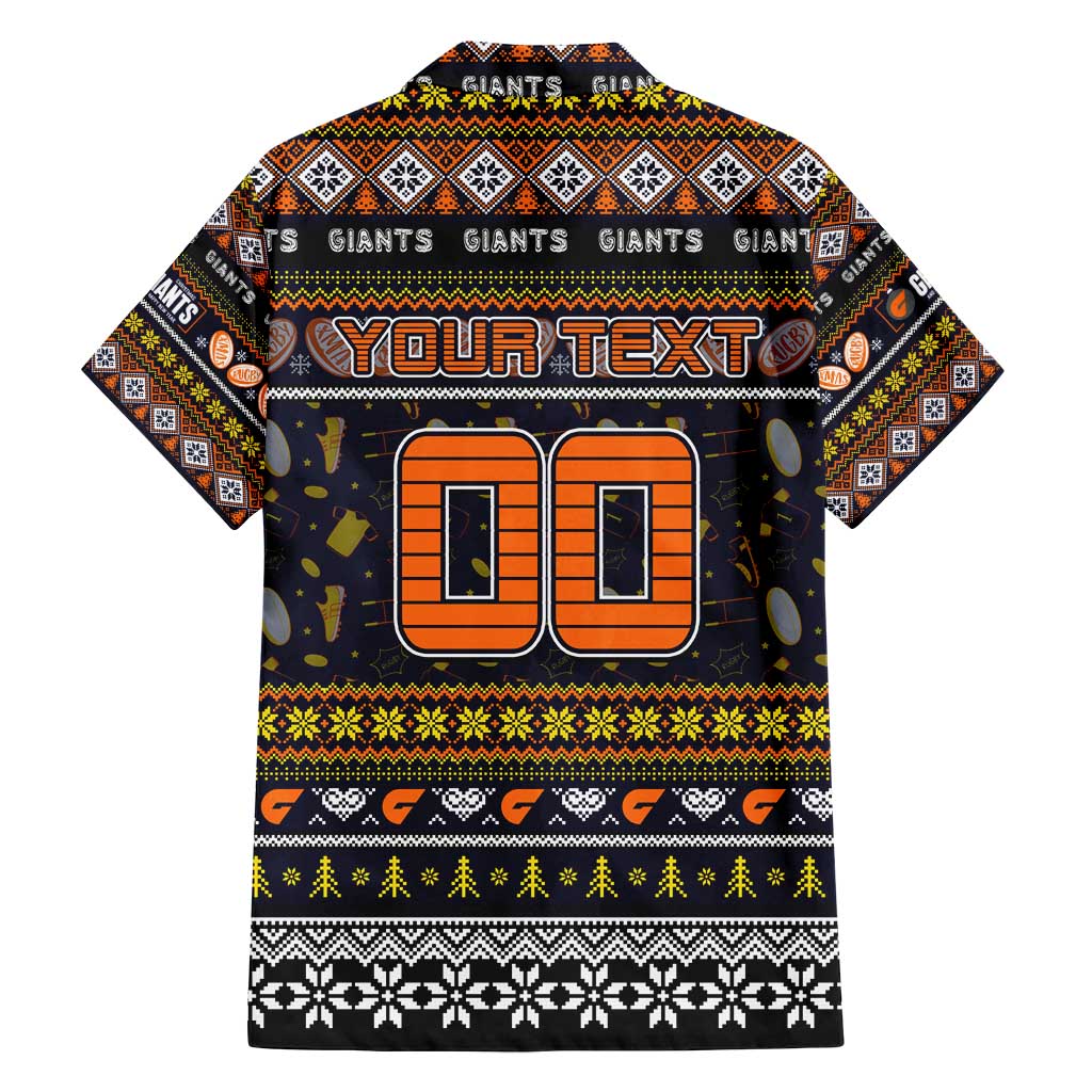 Personalized Giants Rugby Xmas Family Matching Off Shoulder Short Dress and Hawaiian Shirt Australia AFL Mascot