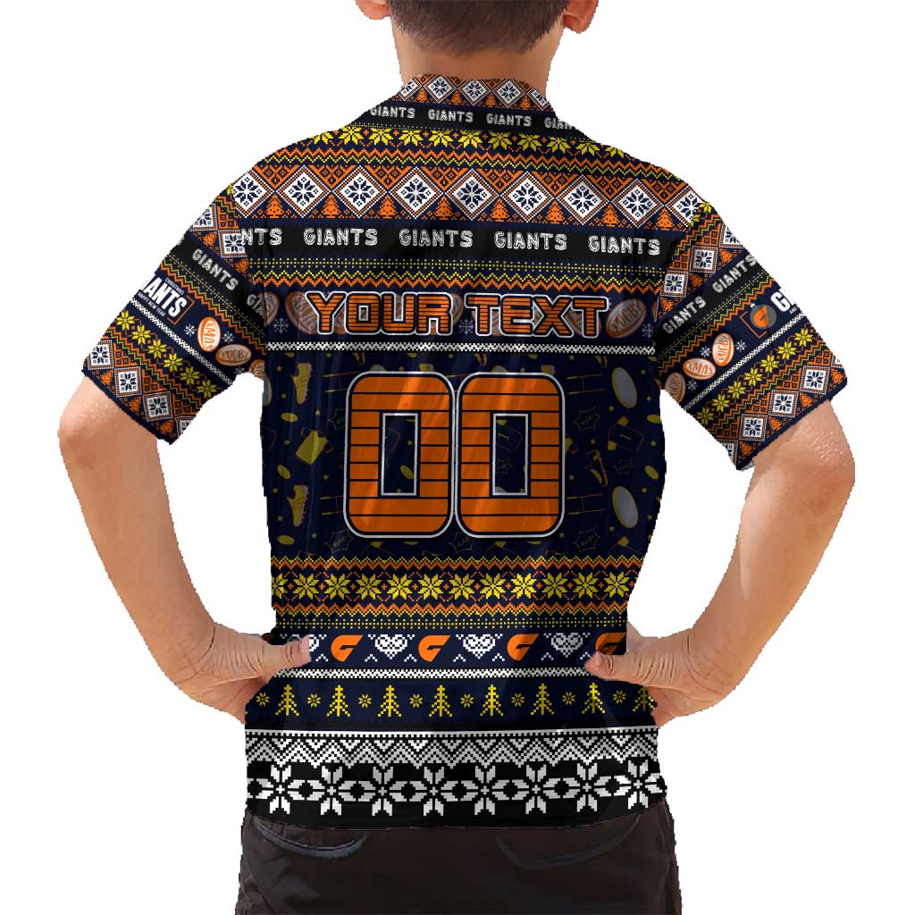 Personalized Giants Rugby Xmas Family Matching Puletasi and Hawaiian Shirt Australia AFL Mascot