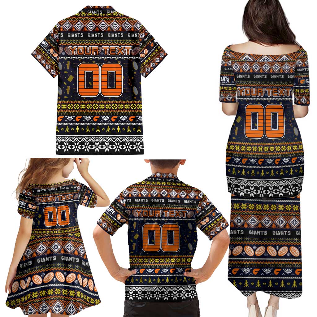 Personalized Giants Rugby Xmas Family Matching Puletasi and Hawaiian Shirt Australia AFL Mascot