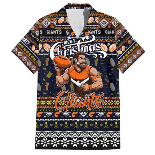 Personalized Giants Rugby Xmas Family Matching Puletasi and Hawaiian Shirt Australia AFL Mascot