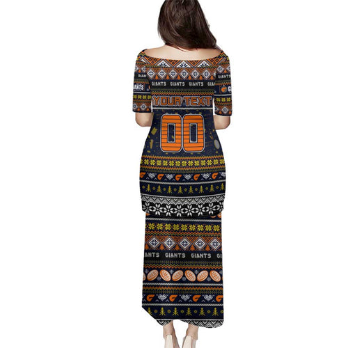 Personalized Giants Rugby Xmas Family Matching Puletasi and Hawaiian Shirt Australia AFL Mascot