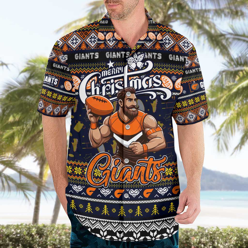 Personalized Giants Rugby Xmas Hawaiian Shirt Australia AFL Mascot