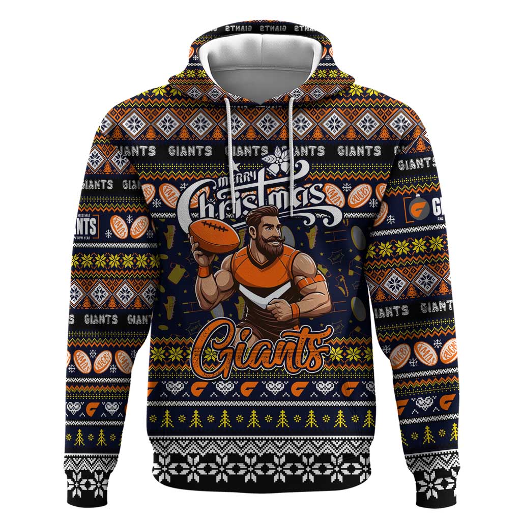 Personalized Giants Rugby Xmas Hoodie Australia AFL Mascot