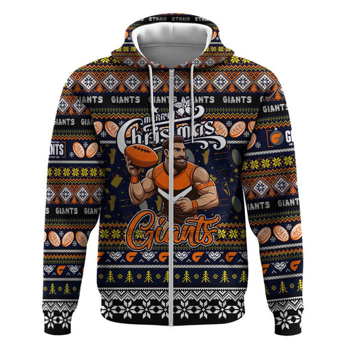 Personalized Giants Rugby Xmas Hoodie Australia AFL Mascot