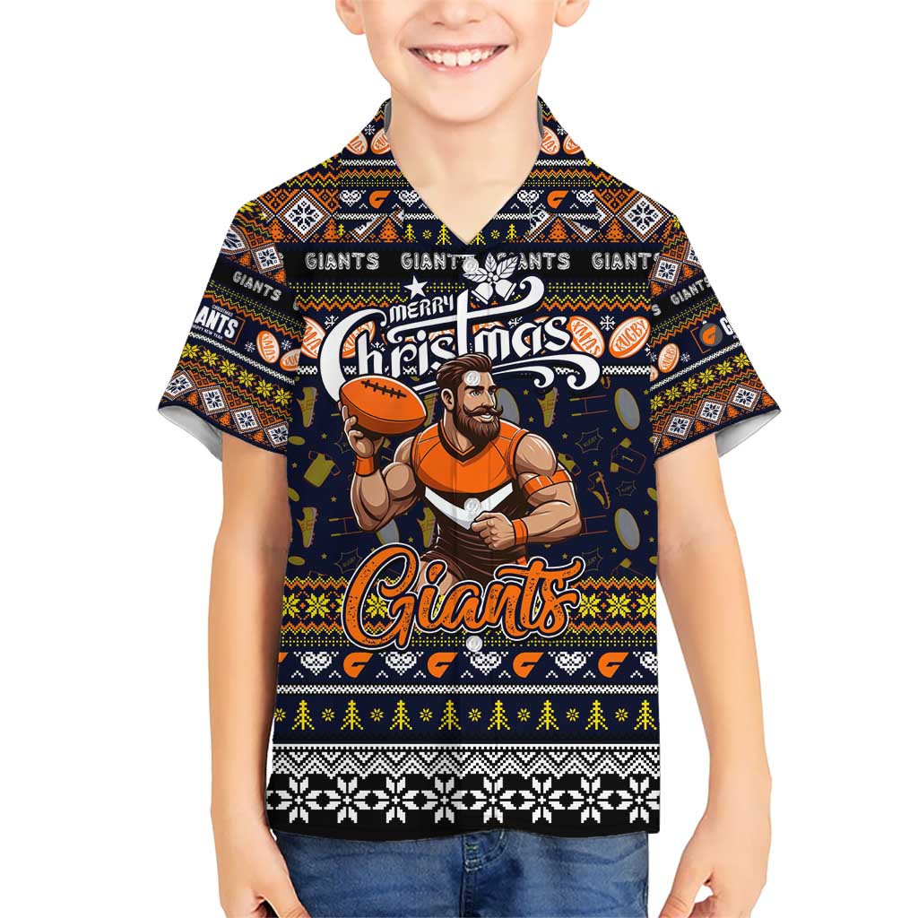 Personalized Giants Rugby Xmas Kid Hawaiian Shirt Australia AFL Mascot