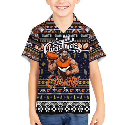 Personalized Giants Rugby Xmas Kid Hawaiian Shirt Australia AFL Mascot