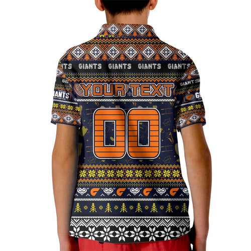 Personalized Giants Rugby Xmas Kid Polo Shirt Australia AFL Mascot