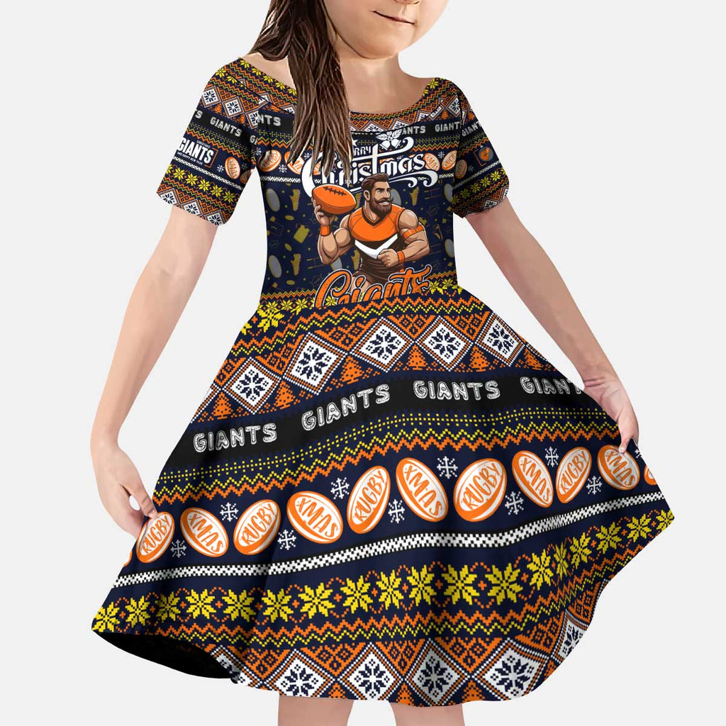 Personalized Giants Rugby Xmas Kid Short Sleeve Dress Australia AFL Mascot