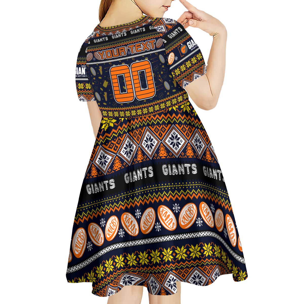 Personalized Giants Rugby Xmas Kid Short Sleeve Dress Australia AFL Mascot
