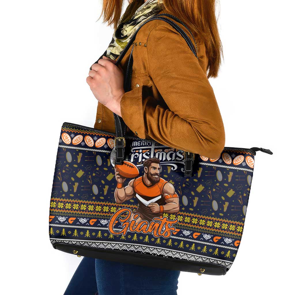 Giants Football Xmas Leather Tote Bag Australia AFL Mascot