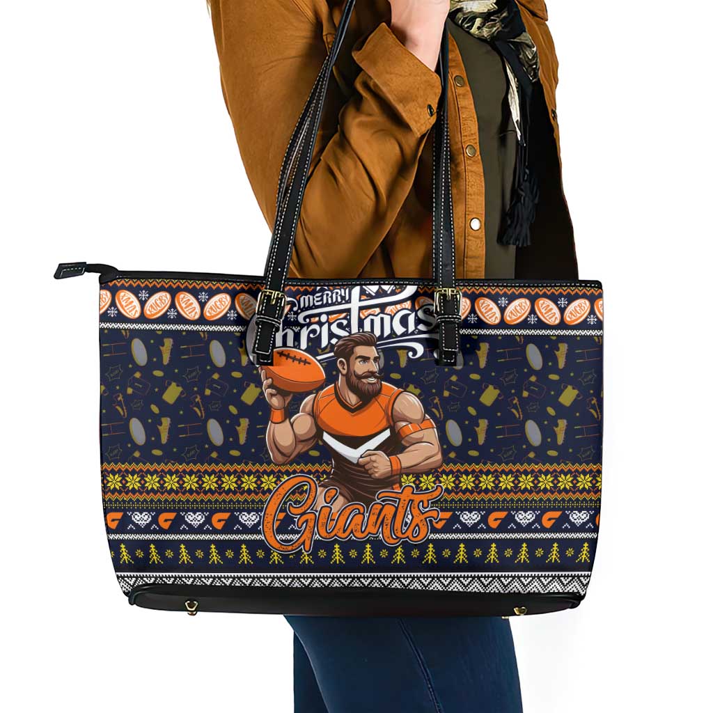 Giants Football Xmas Leather Tote Bag Australia AFL Mascot