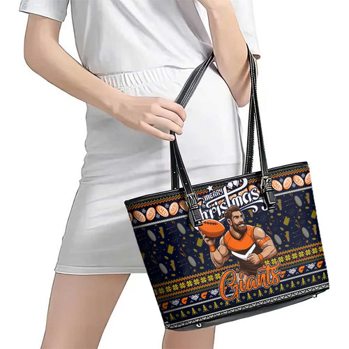 Giants Football Xmas Leather Tote Bag Australia AFL Mascot