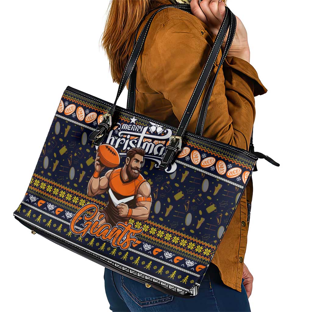 Giants Football Xmas Leather Tote Bag Australia AFL Mascot