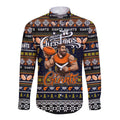 Personalized Giants Rugby Xmas Long Sleeve Button Shirt Australia AFL Mascot
