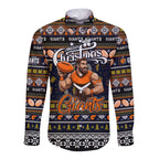 Personalized Giants Rugby Xmas Long Sleeve Button Shirt Australia AFL Mascot