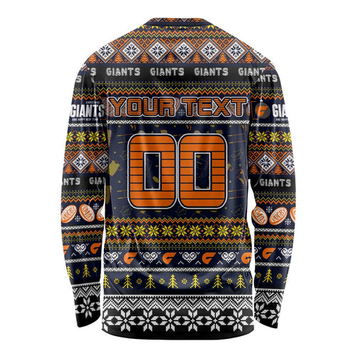Personalized Giants Rugby Xmas Long Sleeve Shirt Australia AFL Mascot