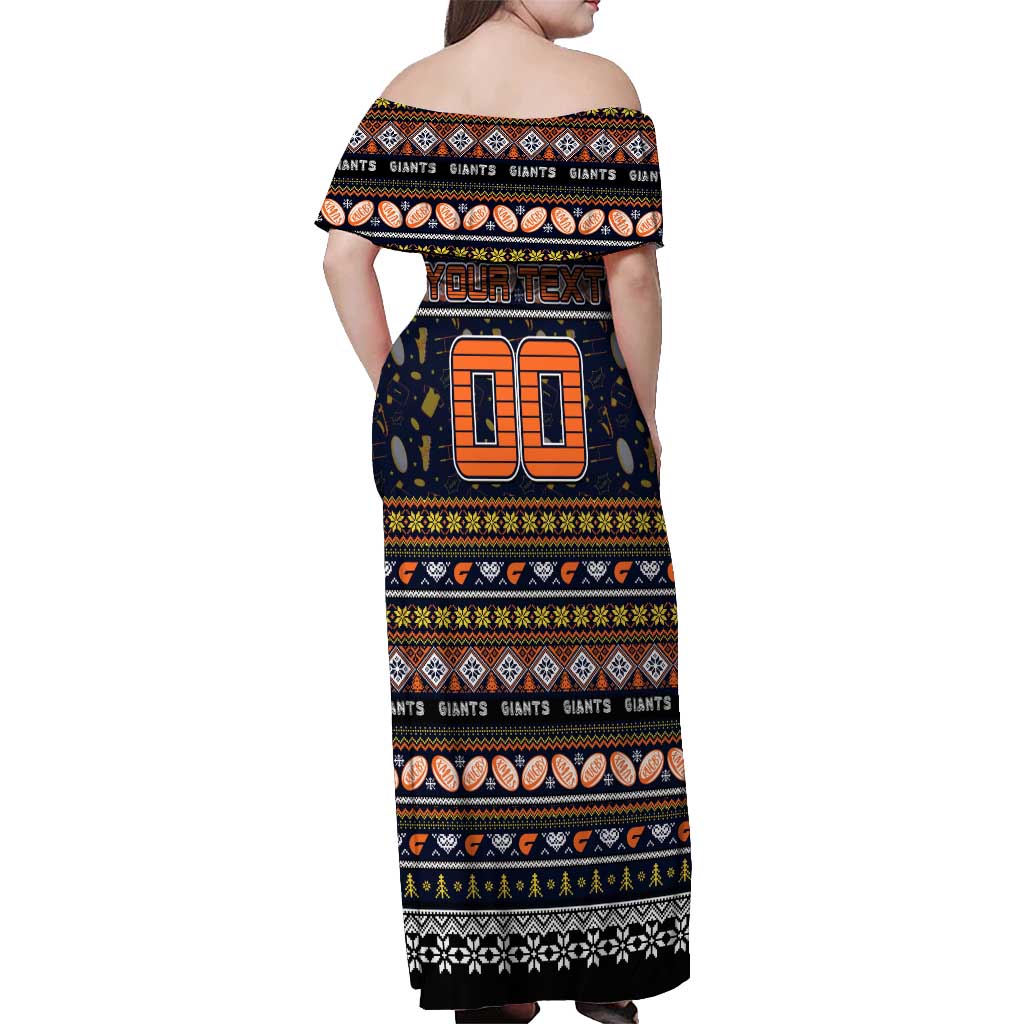 Personalized Giants Rugby Xmas Off Shoulder Maxi Dress Australia AFL Mascot