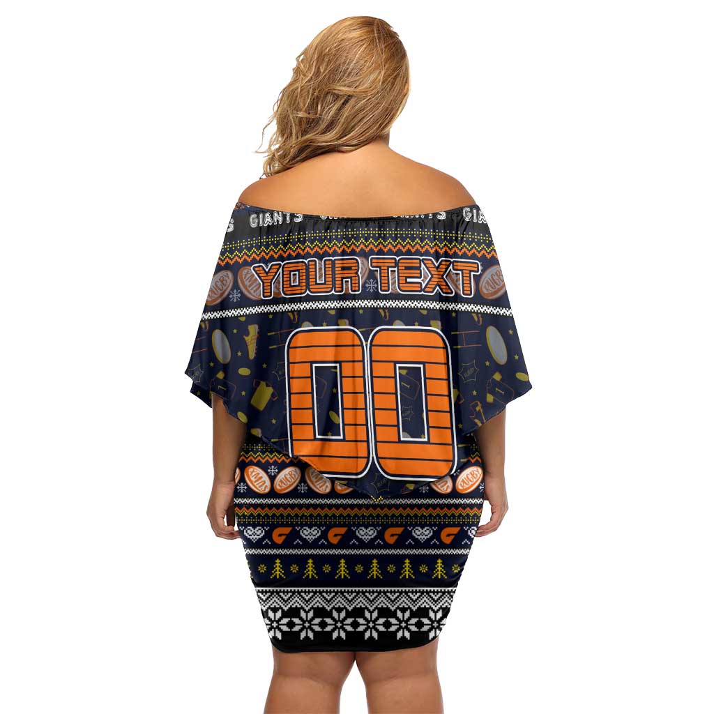 Personalized Giants Rugby Xmas Off Shoulder Short Dress Australia AFL Mascot