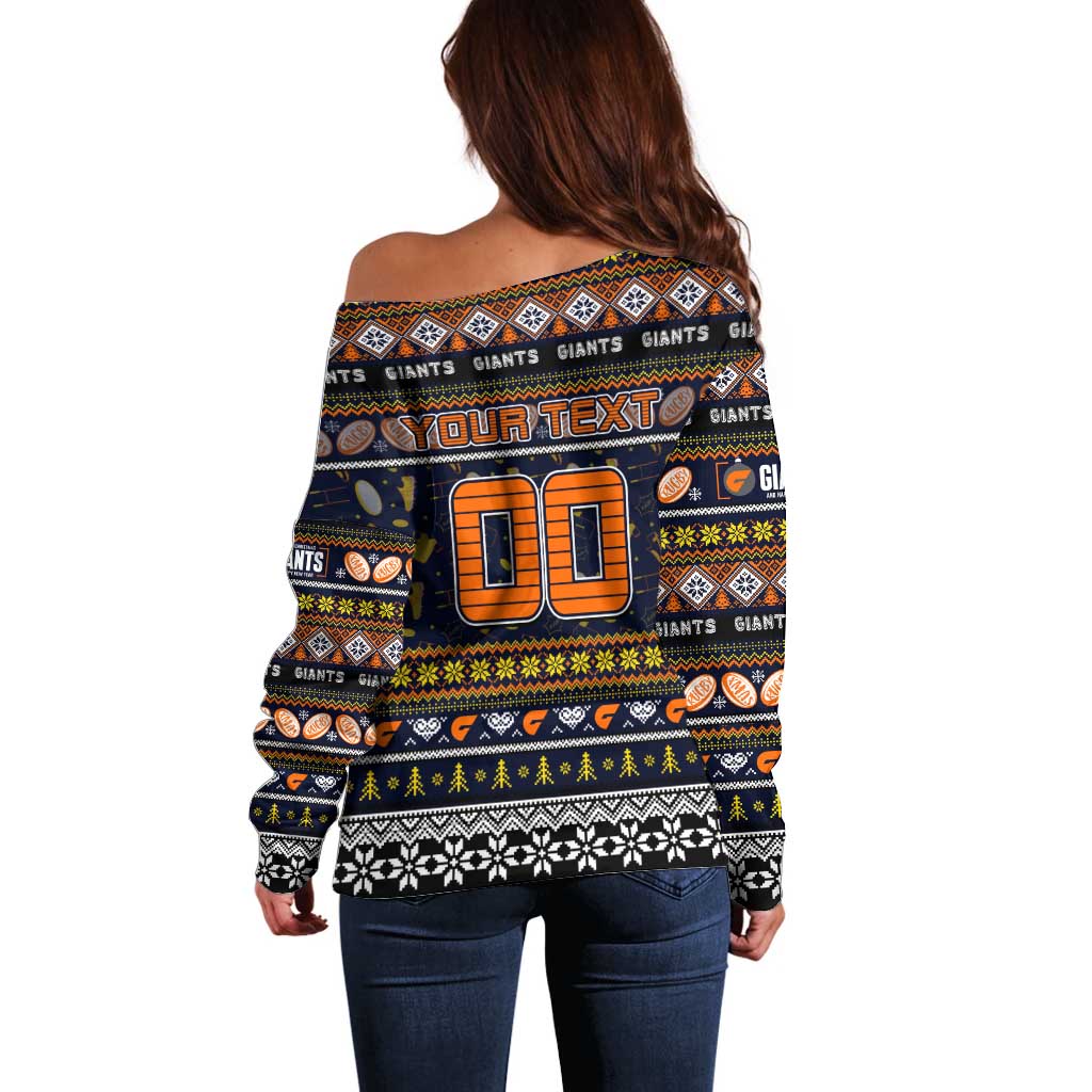 Personalized Giants Rugby Xmas Off Shoulder Sweater Australia AFL Mascot
