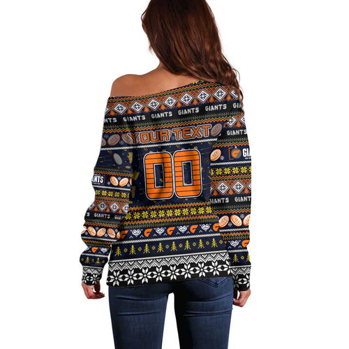 Personalized Giants Rugby Xmas Off Shoulder Sweater Australia AFL Mascot
