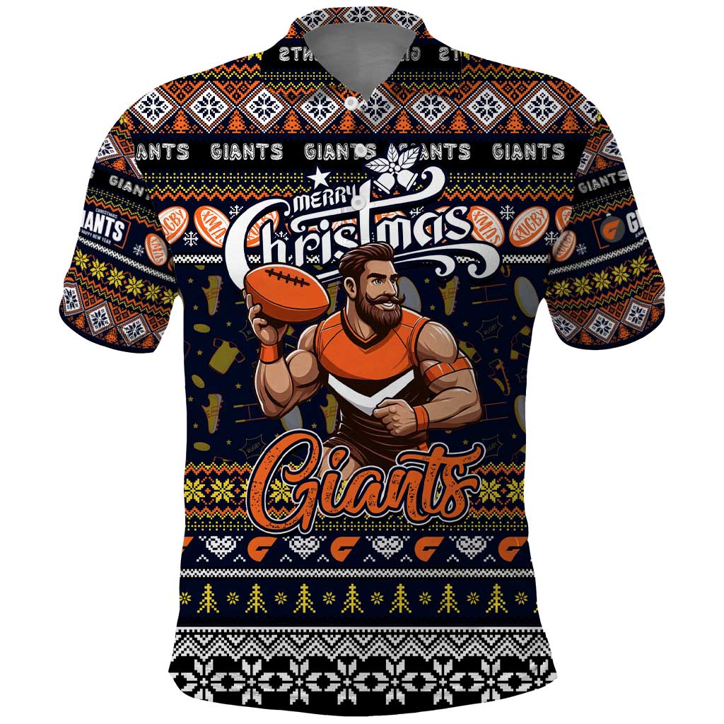 Personalized Giants Rugby Xmas Polo Shirt Australia AFL Mascot