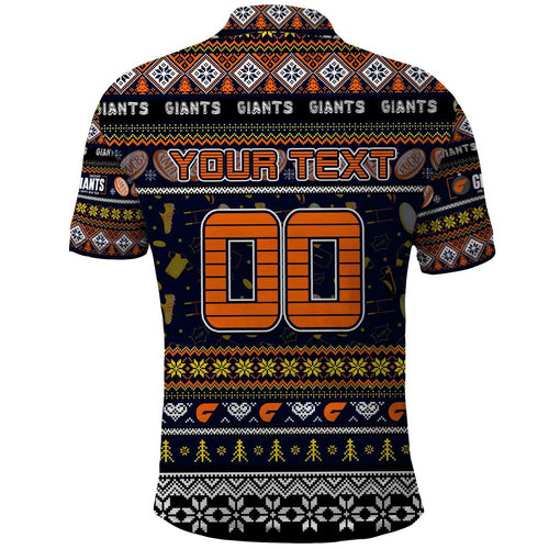 Personalized Giants Rugby Xmas Polo Shirt Australia AFL Mascot