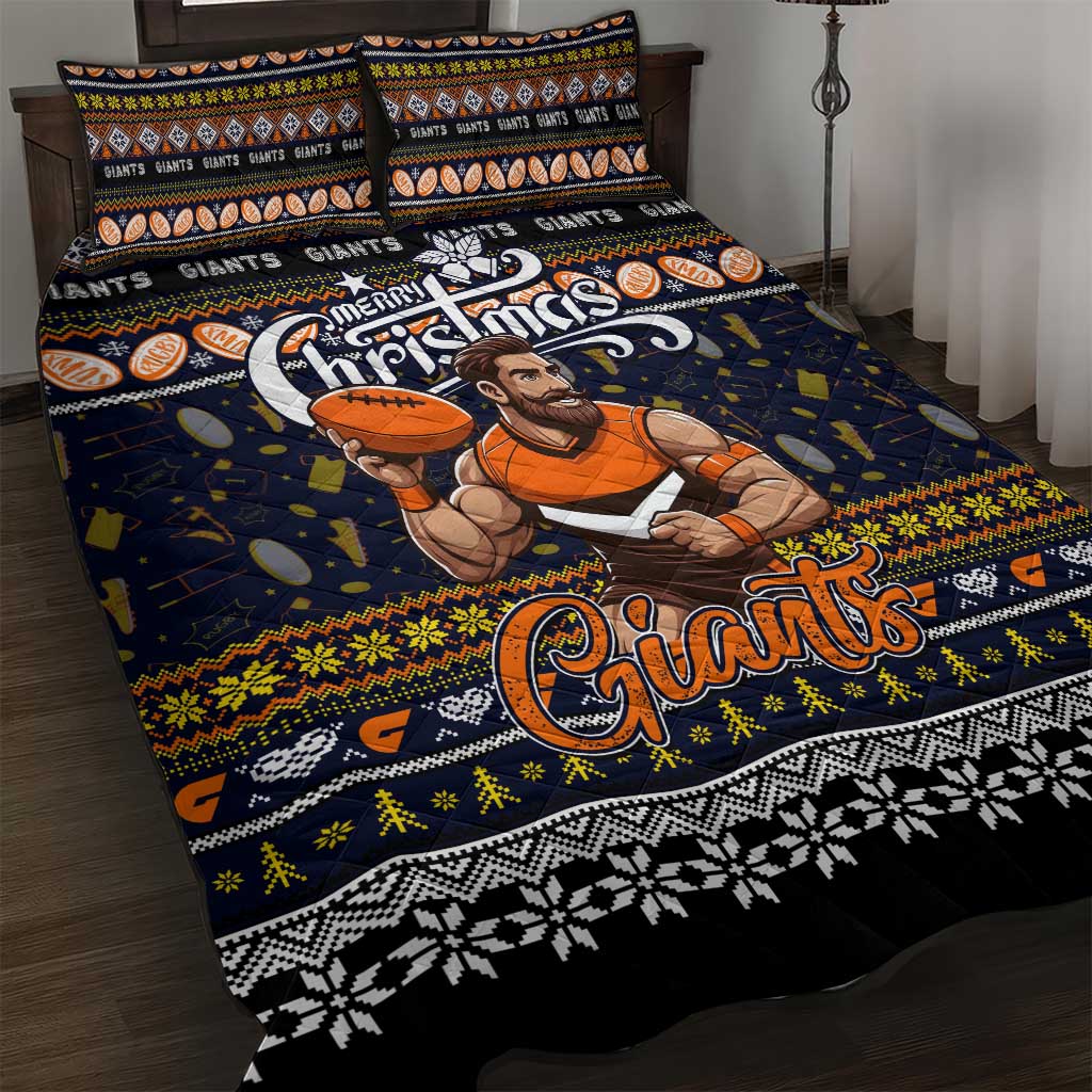 Giants Football Xmas Quilt Bed Set Australia AFL Mascot