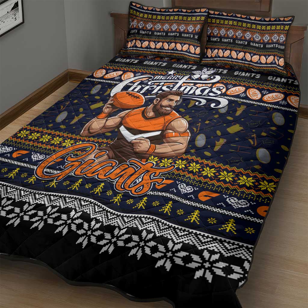 Giants Football Xmas Quilt Bed Set Australia AFL Mascot