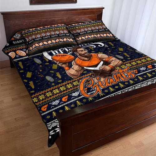 Giants Football Xmas Quilt Bed Set Australia AFL Mascot