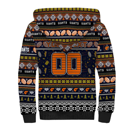 Personalized Giants Rugby Xmas Sherpa Hoodie Australia AFL Mascot