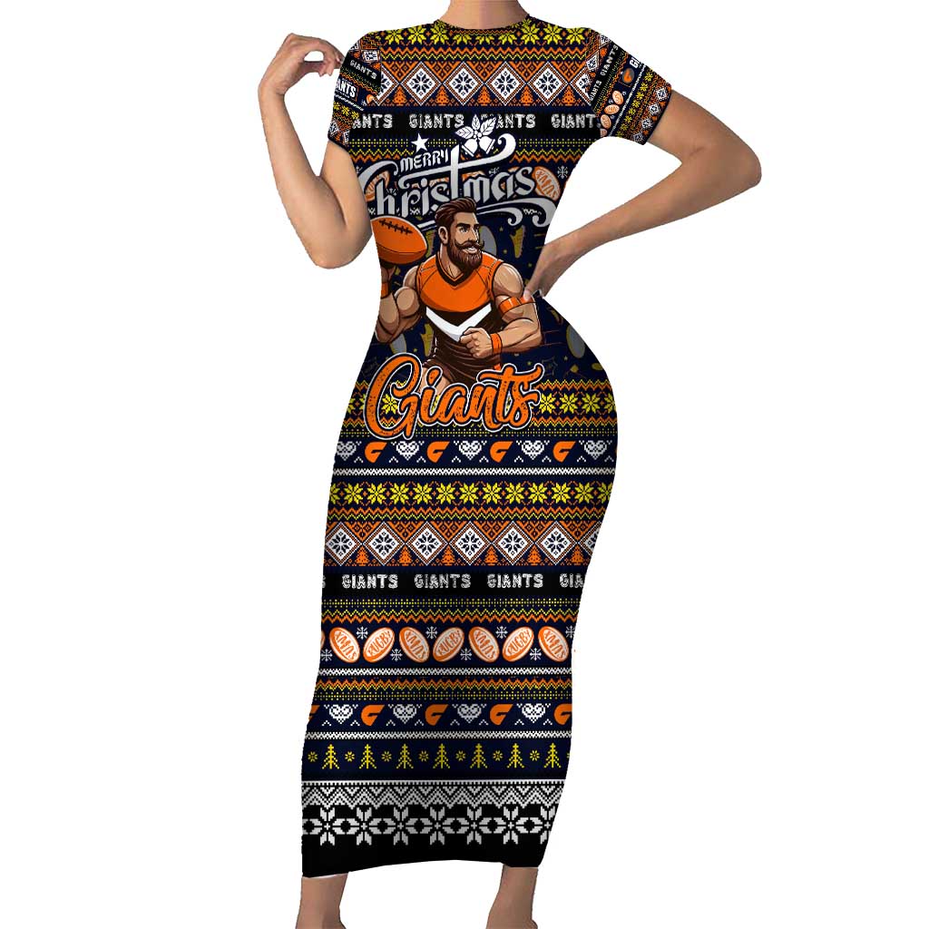Personalized Giants Rugby Xmas Short Sleeve Bodycon Dress Australia AFL Mascot