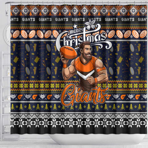 Giants Football Xmas Shower Curtain Australia AFL Mascot