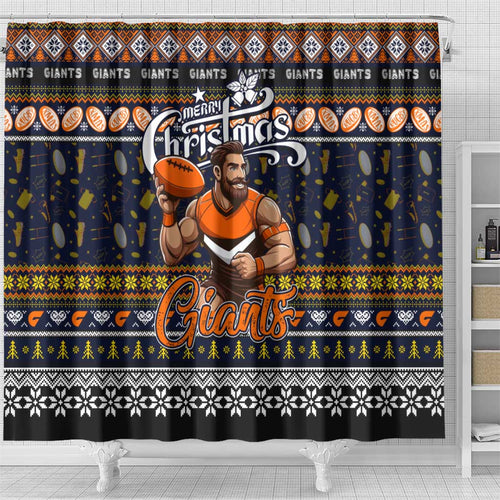Giants Football Xmas Shower Curtain Australia AFL Mascot