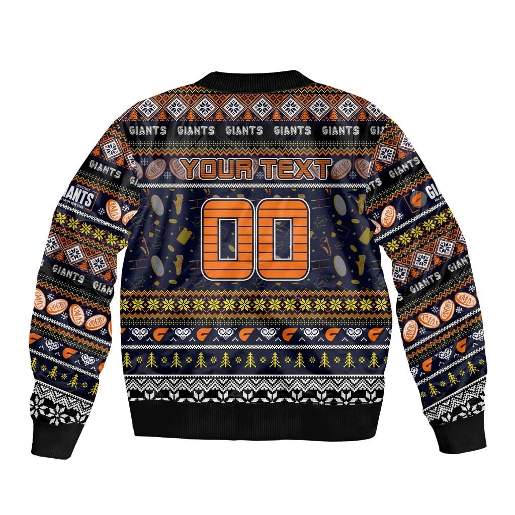 Personalized Giants Rugby Xmas Sleeve Zip Bomber Jacket Australia AFL Mascot