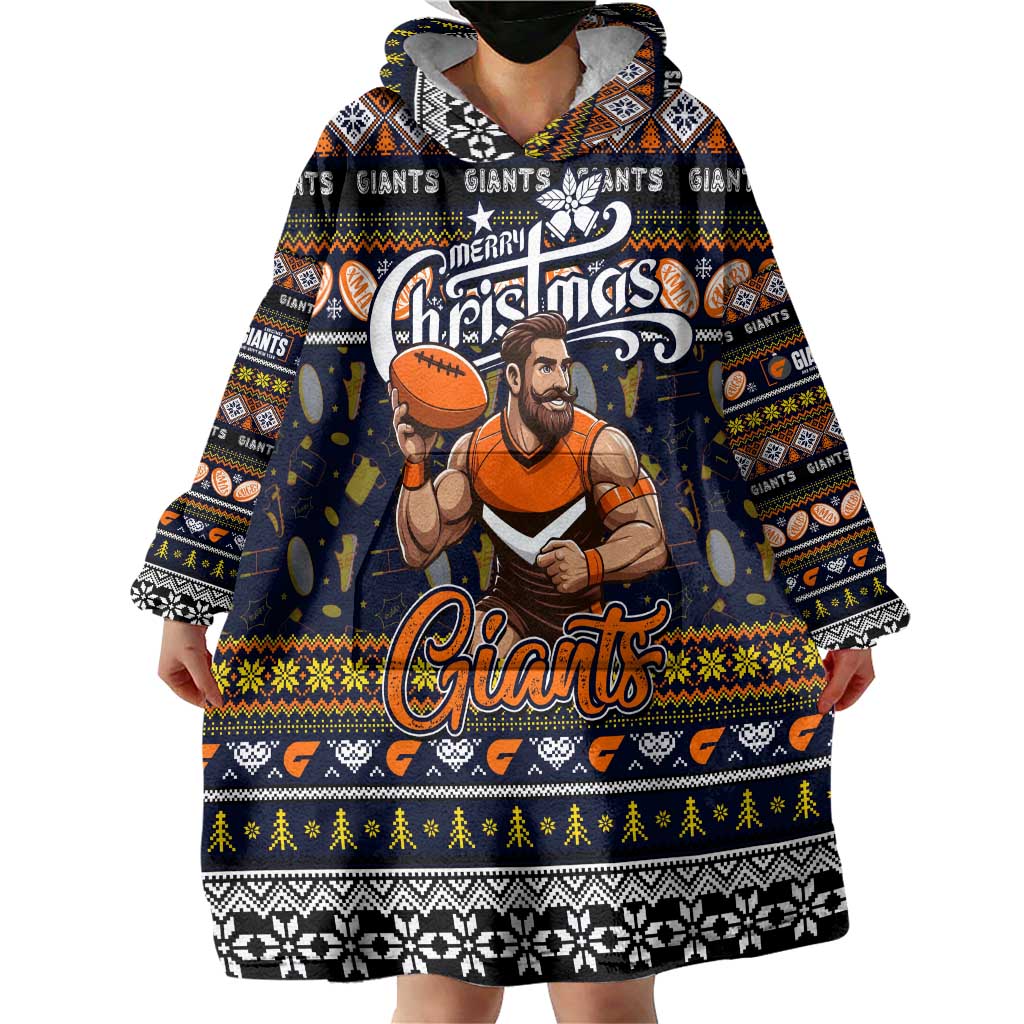 Personalized Giants Rugby Xmas Wearable Blanket Hoodie Australia AFL Mascot
