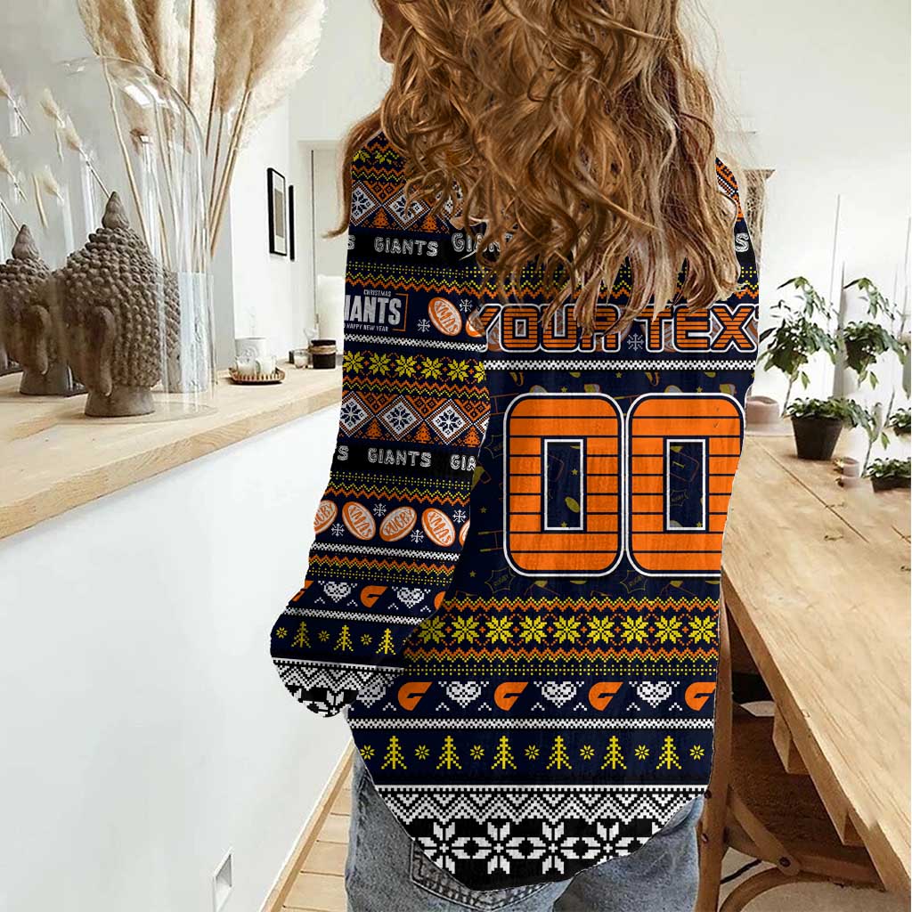 Personalized Giants Rugby Xmas Women Casual Shirt Australia AFL Mascot