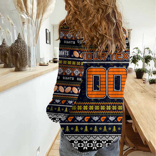 Personalized Giants Rugby Xmas Women Casual Shirt Australia AFL Mascot