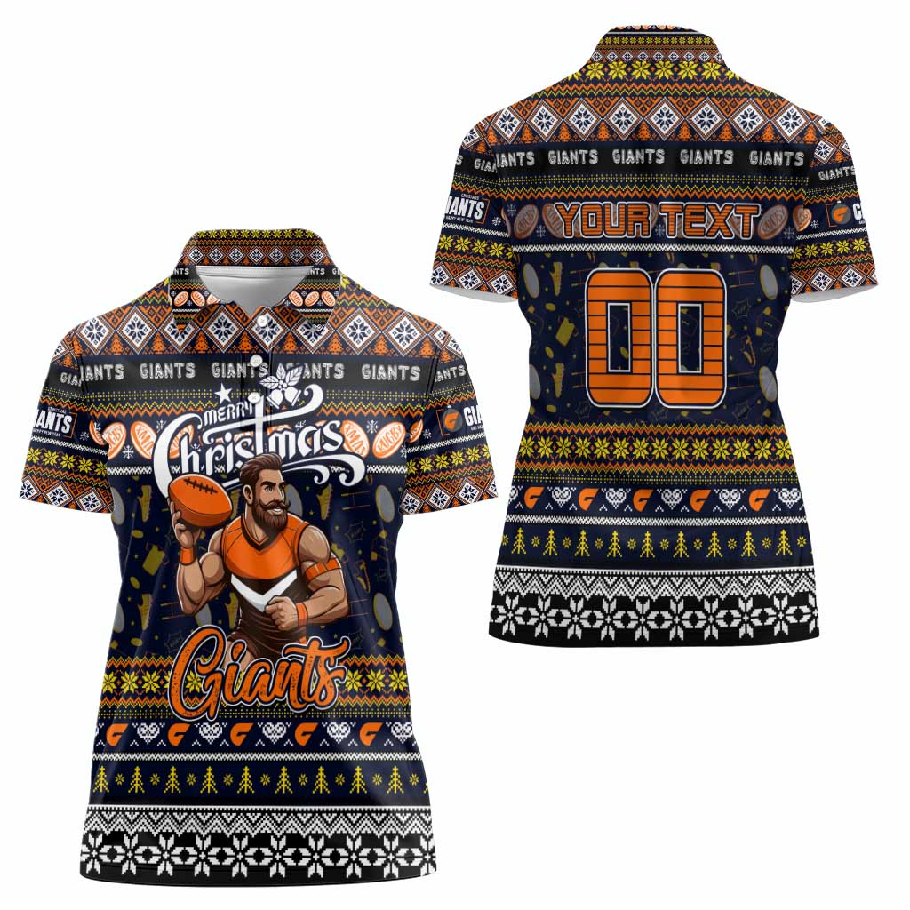 Personalized Giants Rugby Xmas Women Polo Shirt Australia AFL Mascot