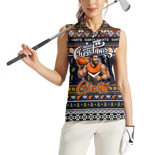 Personalized Giants Rugby Xmas Women Sleeveless Polo Shirt Australia AFL Mascot
