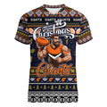 Personalized Giants Rugby Xmas Women V-Neck T-Shirt Australia AFL Mascot