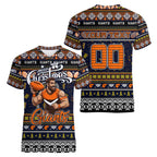 Personalized Giants Rugby Xmas Women V-Neck T-Shirt Australia AFL Mascot