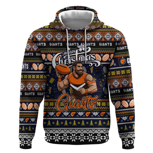 Personalized Giants Rugby Xmas Zip Hoodie Australia AFL Mascot